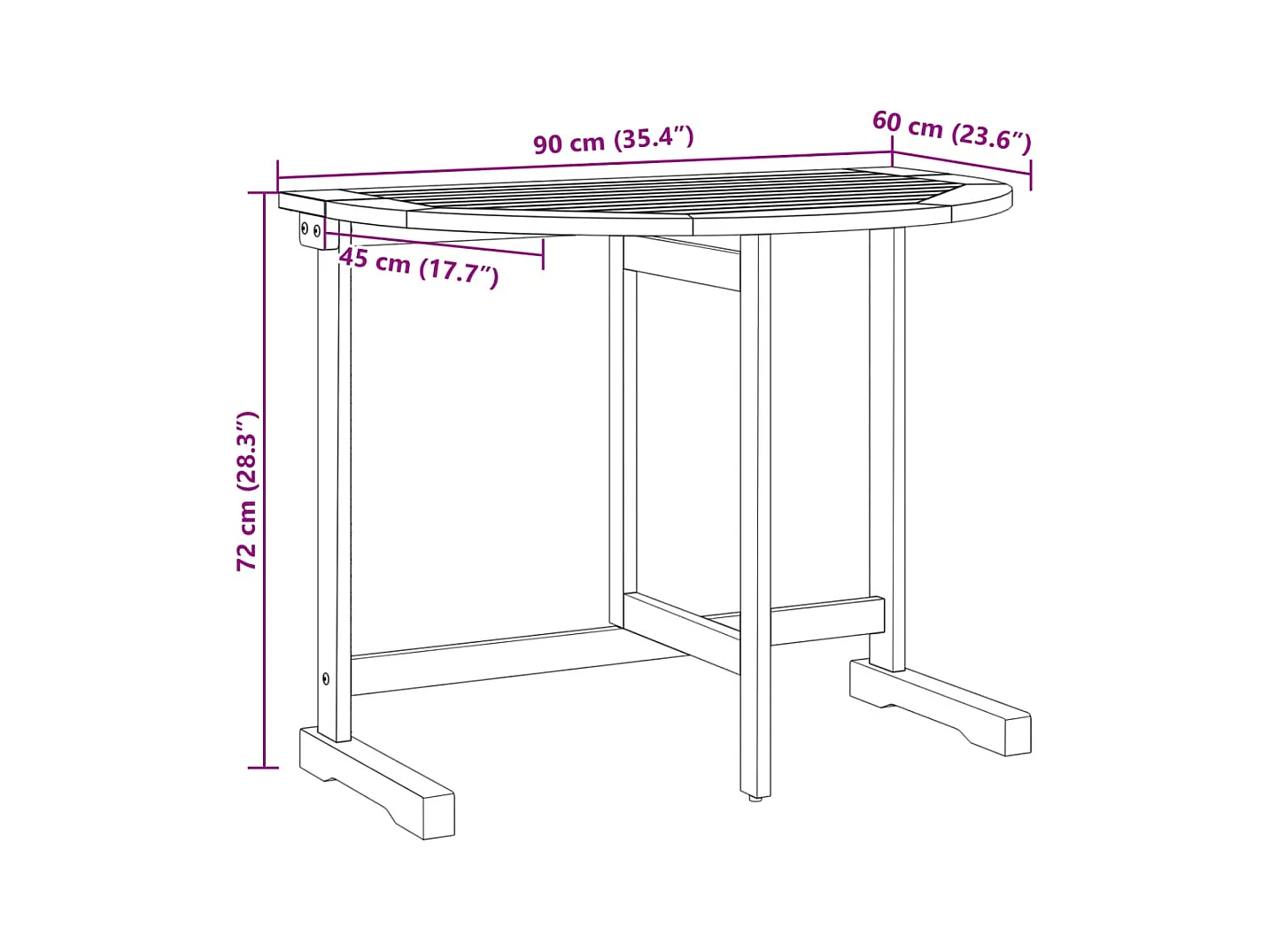 Ensemble à manger de jardin pliable 3 pièces bois d'acacia massif