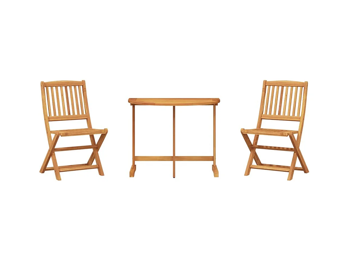 Ensemble à manger de jardin pliable 3 pièces bois d'acacia massif