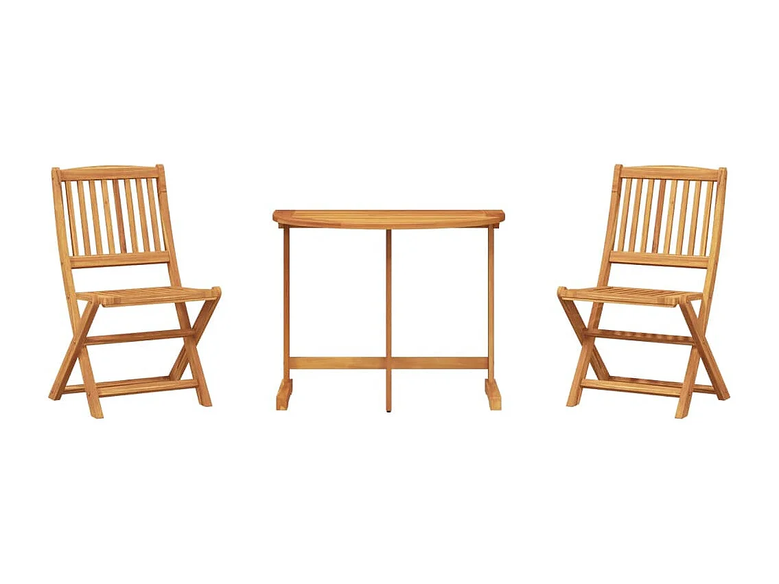 Ensemble à manger de jardin pliable 3 pièces bois d'acacia massif