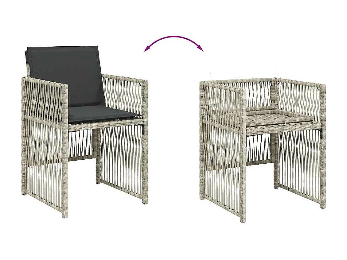 13-delige Tuinset met kussens poly rattan lichtgrijs