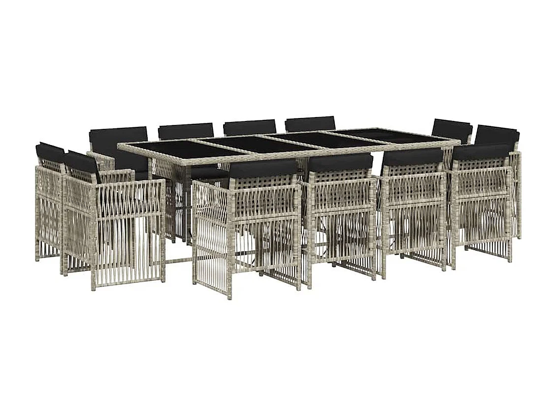 13-delige Tuinset met kussens poly rattan lichtgrijs