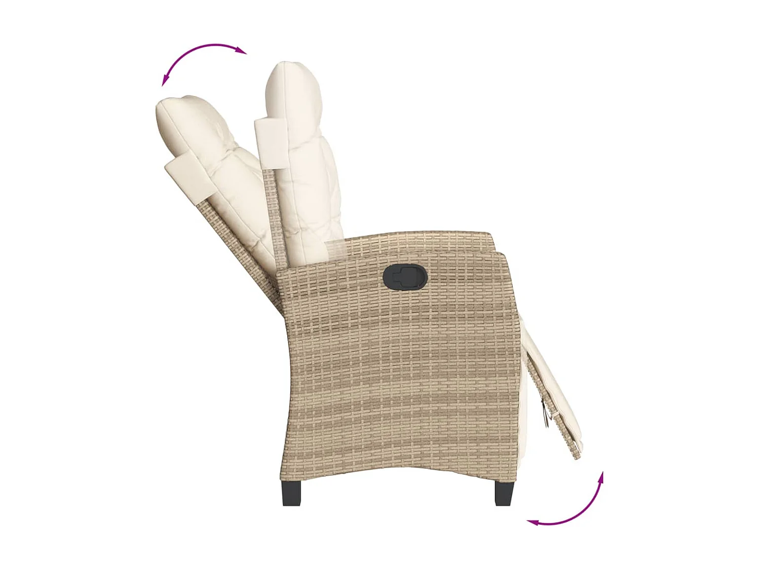 Ensemble à manger de jardin et coussins 3 pièces Beige poly rotin
