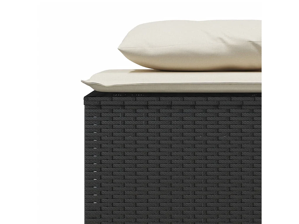 Set comedor de jardín 3 piezas con cojines ratán sintético negro