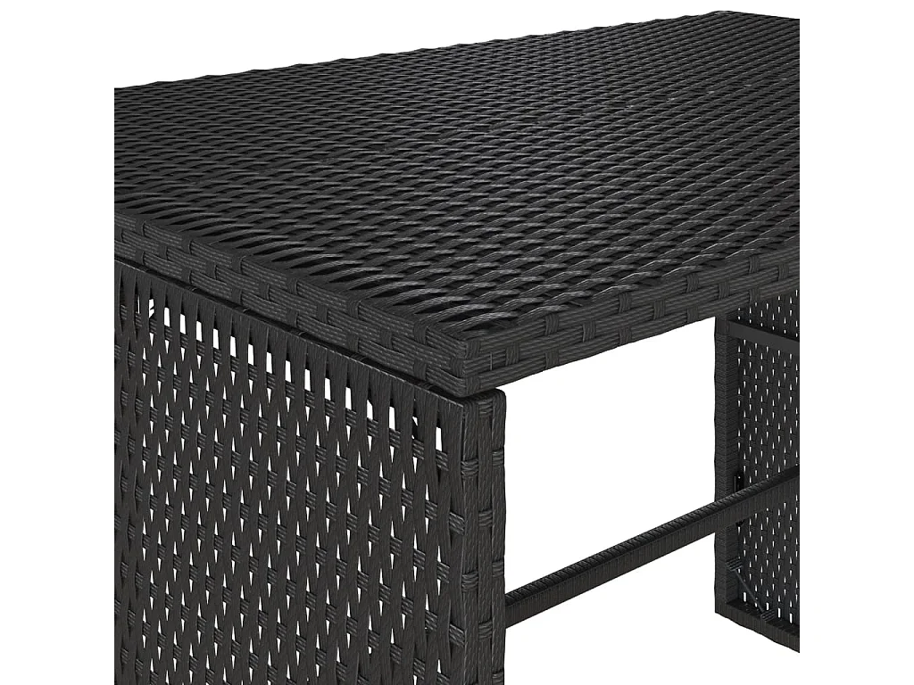 Set comedor de jardín 3 piezas con cojines ratán sintético negro