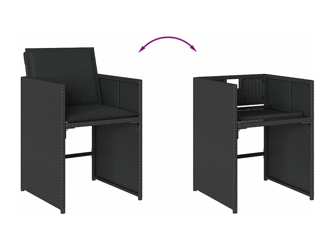 Set comedor de jardín con cojines 15 piezas ratán sintético negro