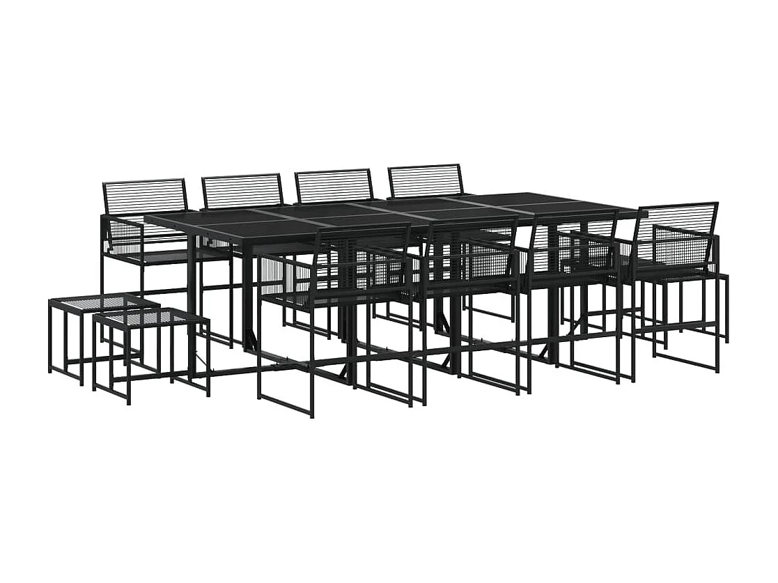 Set de comedor de jardín 13 piezas ratán sintético negro