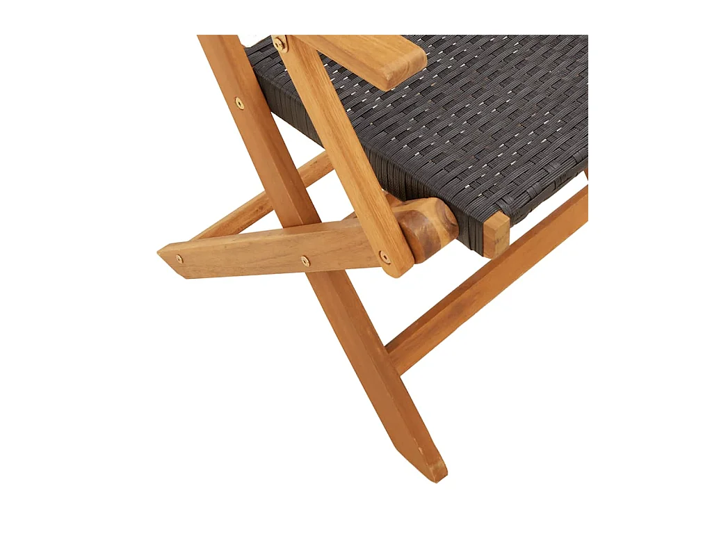 Set de comedor de jardín 5 piezas ratán PE madera maciza negro