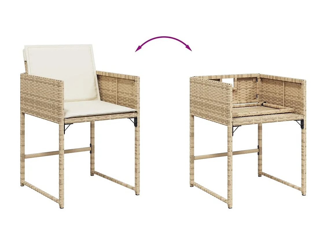 11 peças conjunto de jantar para jardim com almofadões vime PE bege