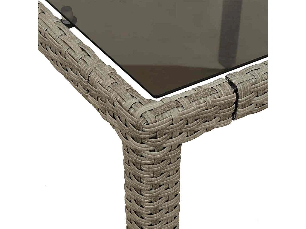 3 peças conjunto jantar jardim com almofadões PE/vidro cinza claro