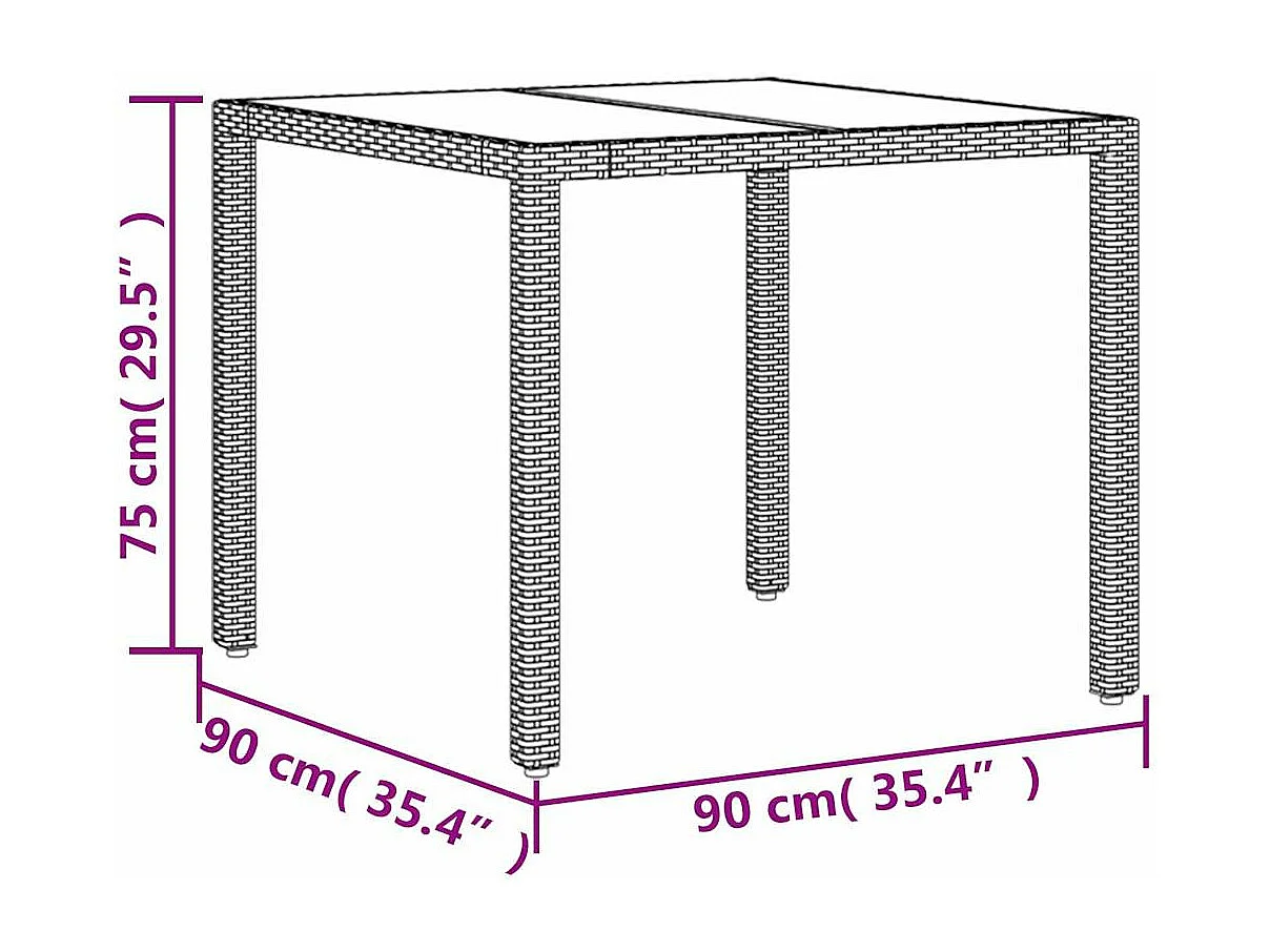 3 peças conjunto jantar jardim com almofadões PE/vidro cinza claro