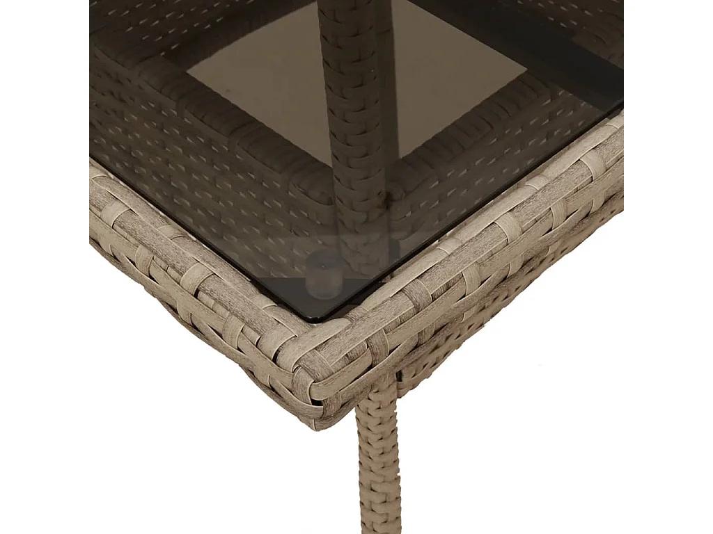 Ensemble à manger de jardin et coussins 3 pièces beige rotin verre