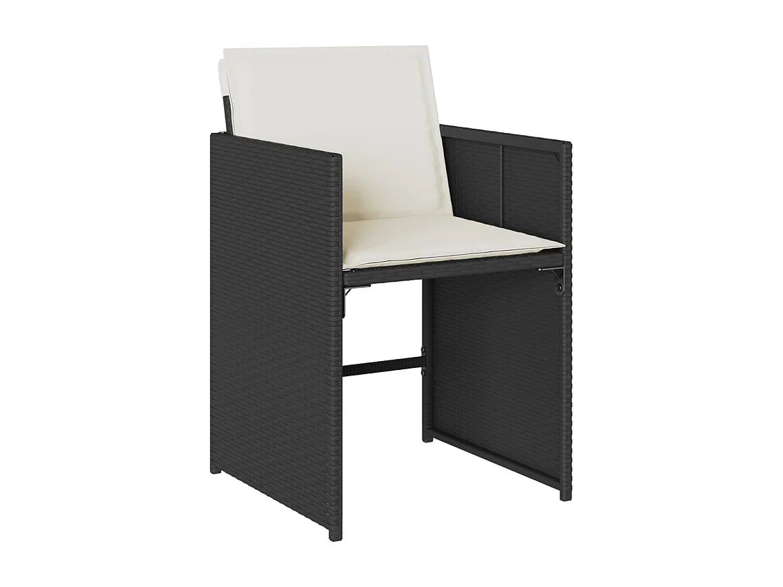 Set de comedor de jardín 9 piezas y cojines ratán sintético negro