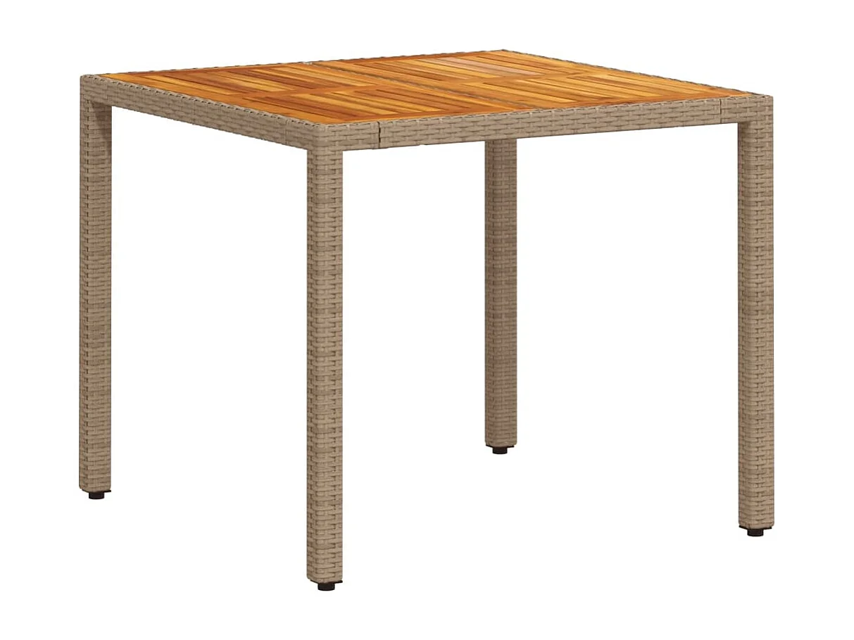 Set de comedor jardín 5 piezas con cojines ratán PE acacia beige