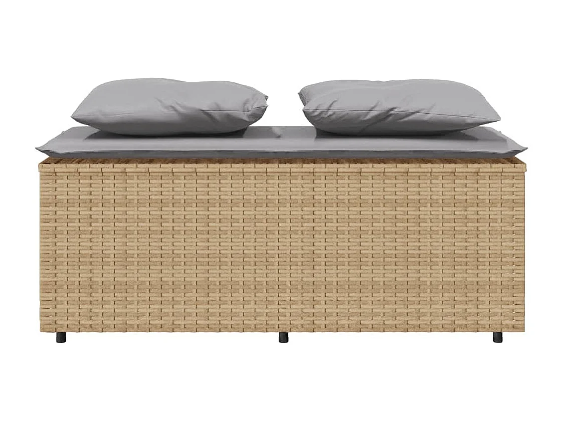Ensemble à manger de jardin et coussins 3 pièces Beige poly rotin