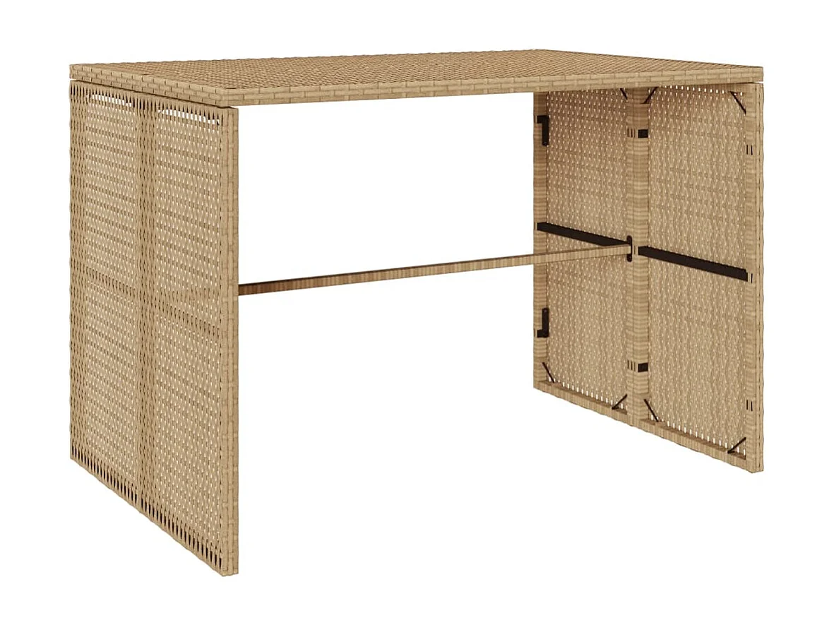 Ensemble à manger de jardin et coussins 3 pièces Beige poly rotin