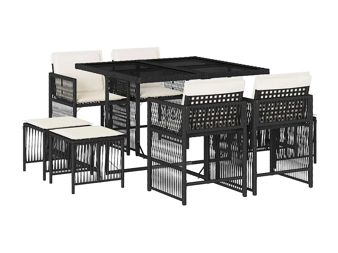 9-delige Tuinset poly rattan zwart