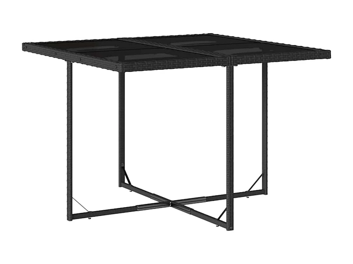 Set de comedor de jardín 9 piezas y cojines ratán sintético negro