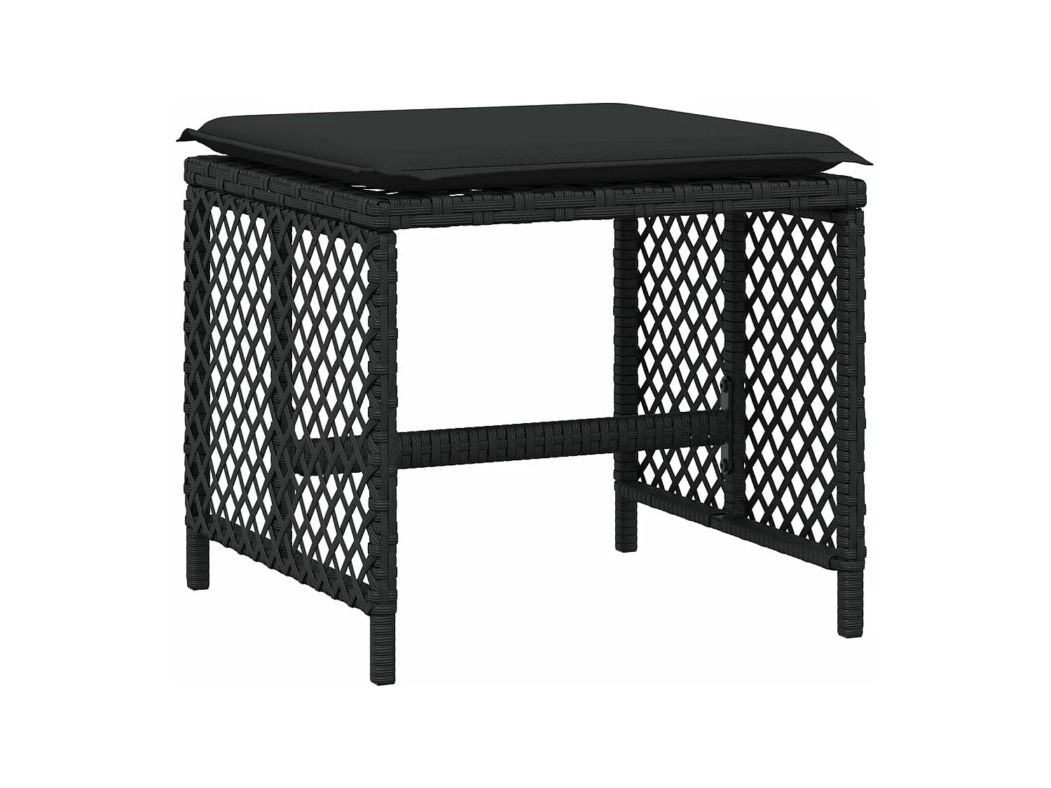 17 peças conjunto de jantar para jardim com almofadões vime PE preto