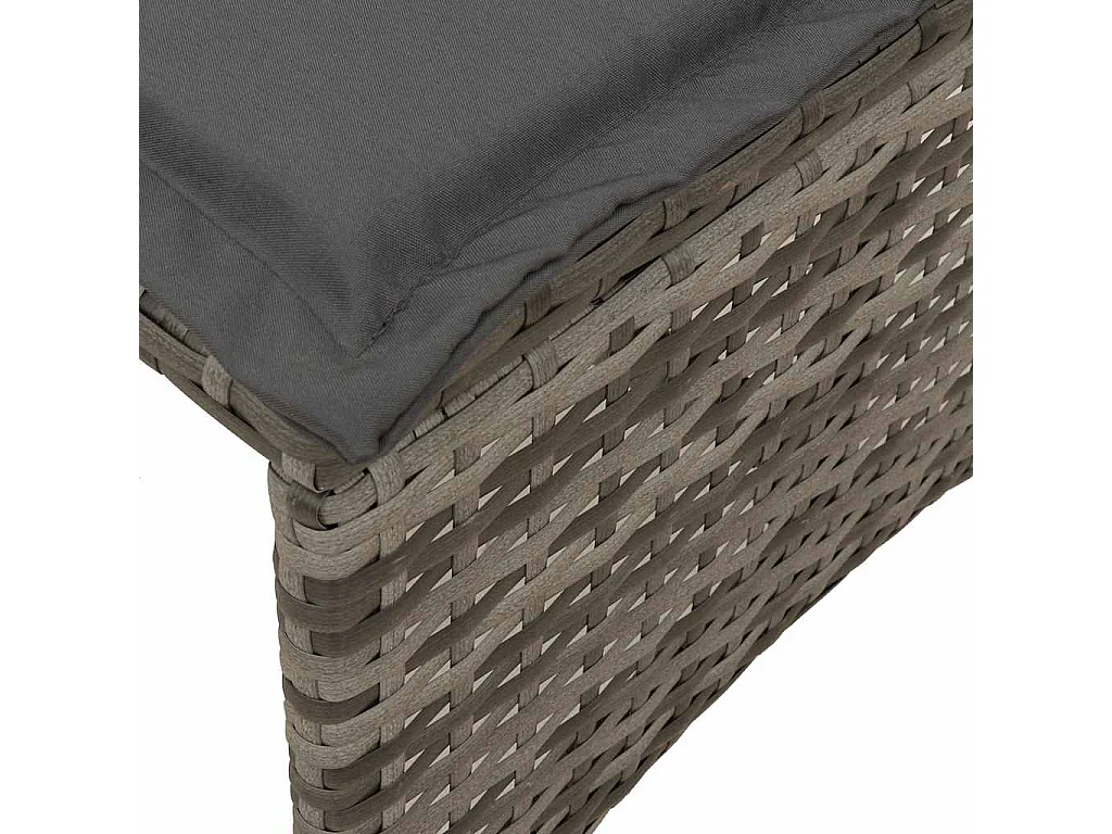 Set comedor de jardín 3 piezas con cojines ratán sintético gris