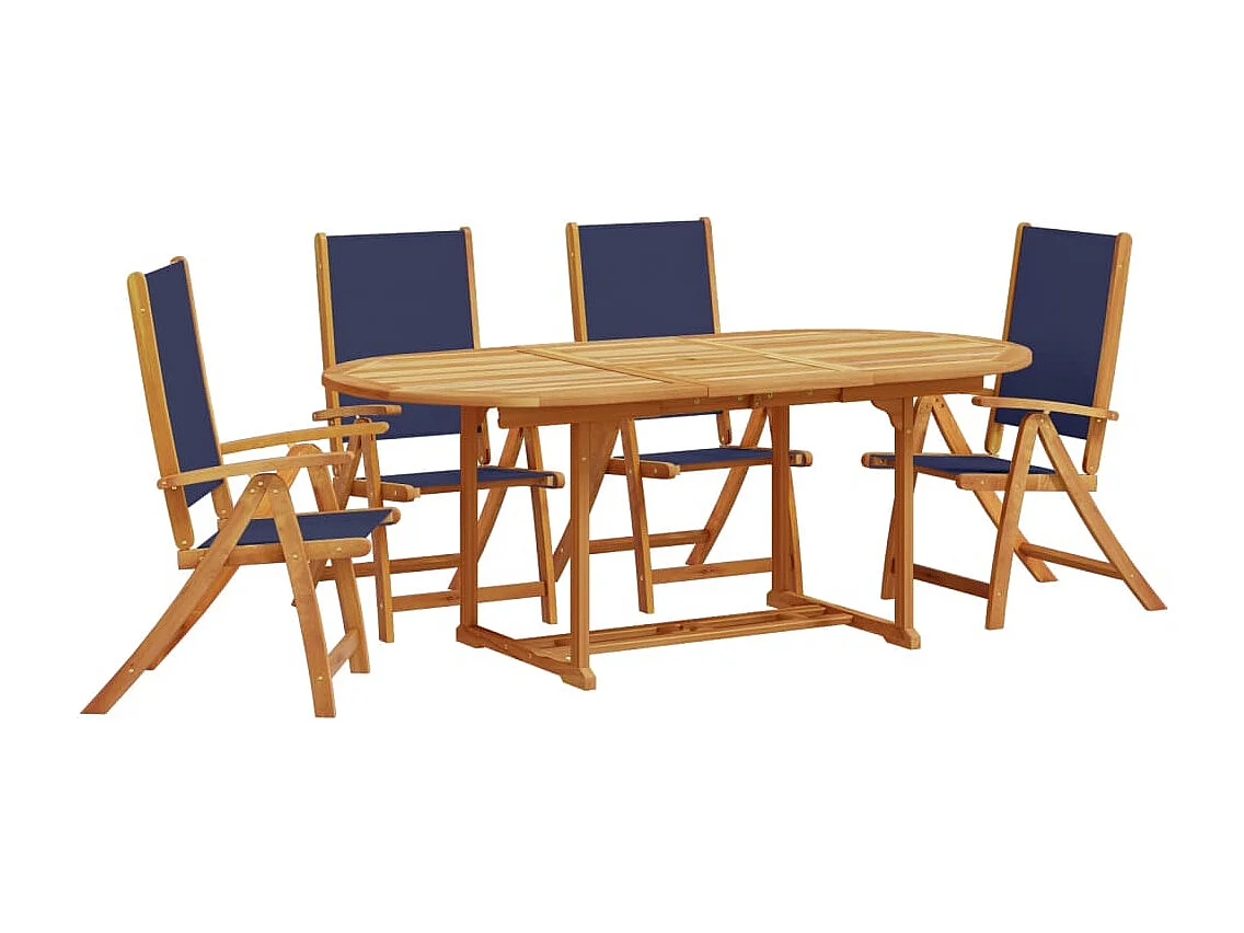 Juego comedor de jardín 5 piezas madera maciza acacia y textileno