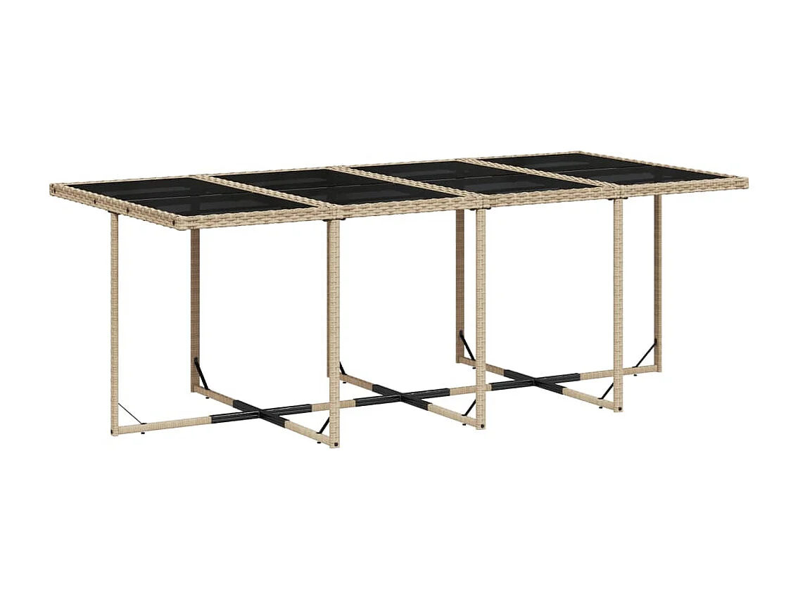 Set comedor de jardín 9 piezas con cojines ratán sintético beige