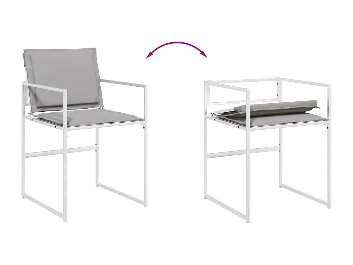 Ensemble à manger de jardin avec coussins 13 pièces blanc textilène