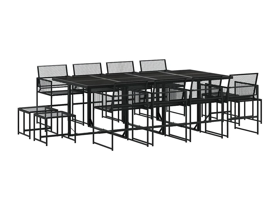 13-delige Tuinset poly rattan zwart