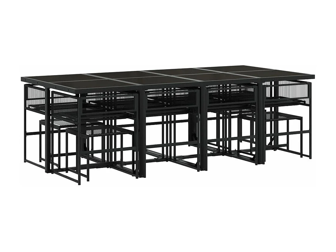 13-delige Tuinset poly rattan zwart