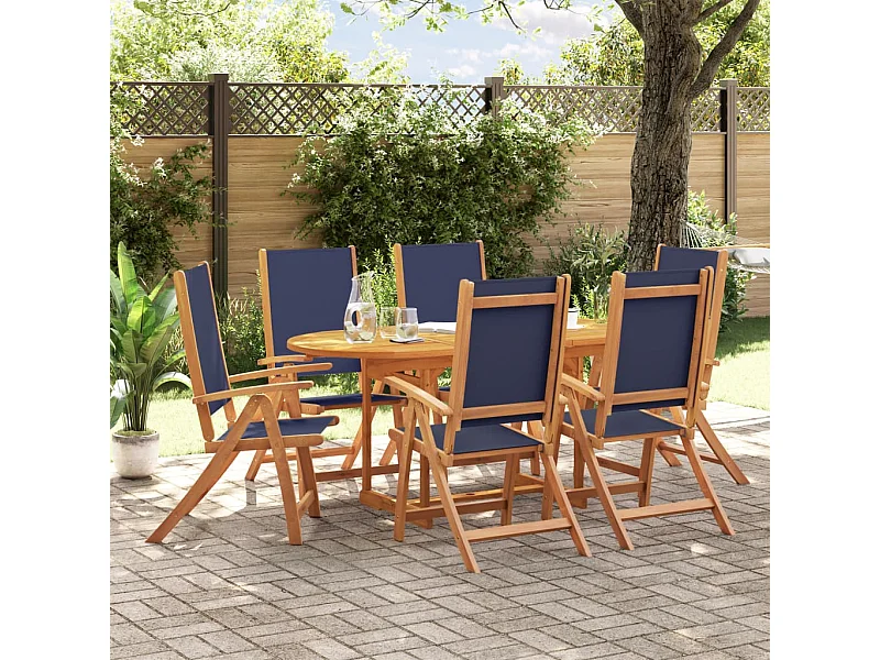 Ensemble à manger de jardin 7 pièces bois d'acacia solide textilène