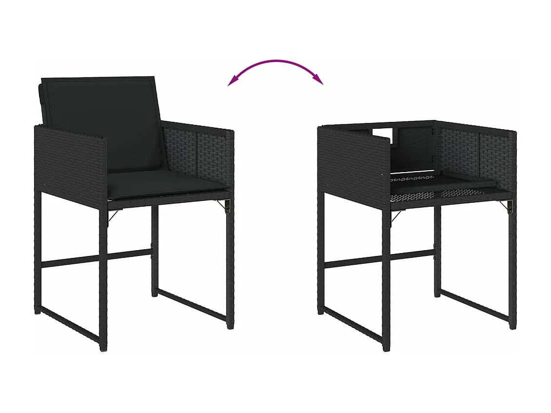 13-delige Tuinset met kussens poly rattan zwart