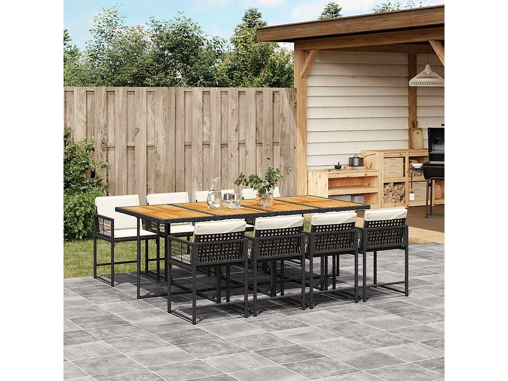 9-delige Tuinset poly rattan zwart
