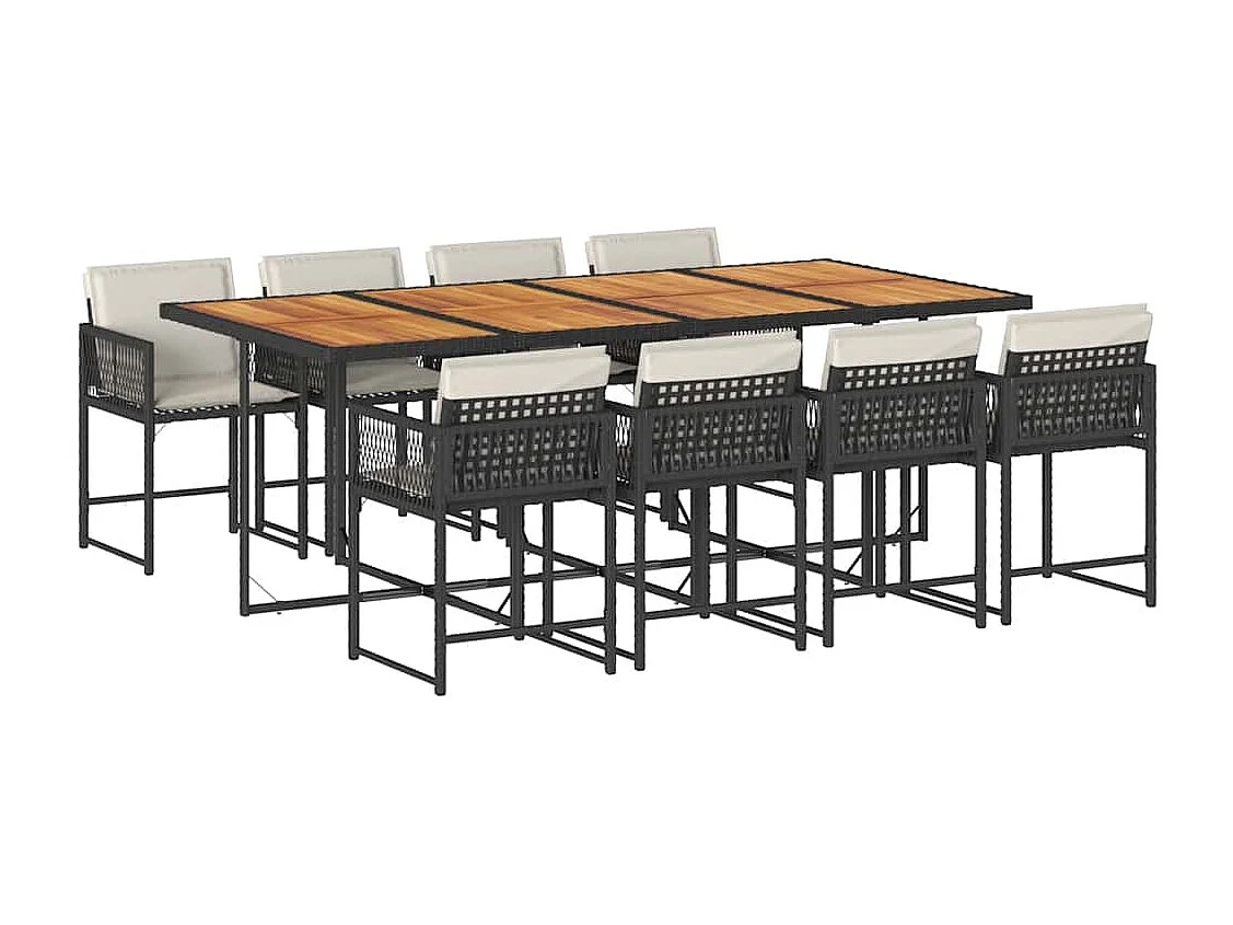 9-delige Tuinset poly rattan zwart