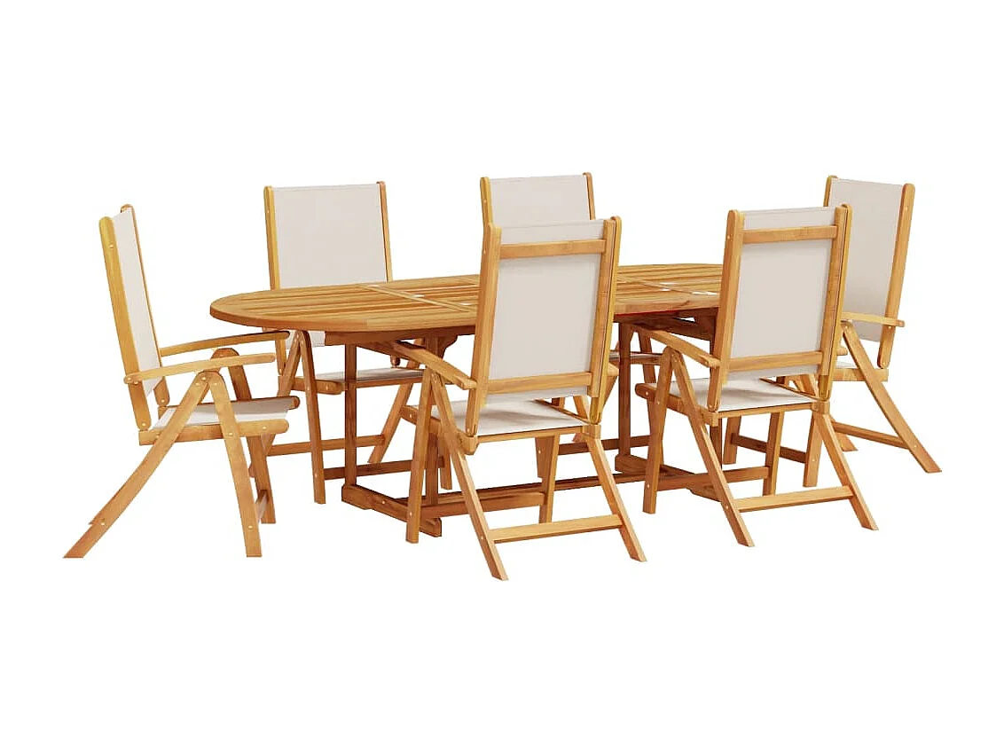 Juego comedor de jardín 7 piezas madera maciza acacia y textileno