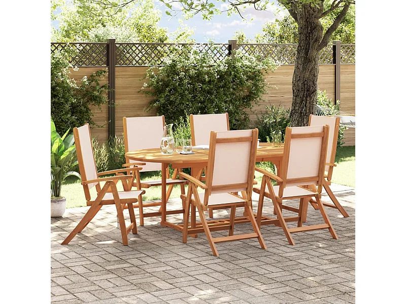 Ensemble à manger de jardin 7 pièces bois d'acacia solide textilène