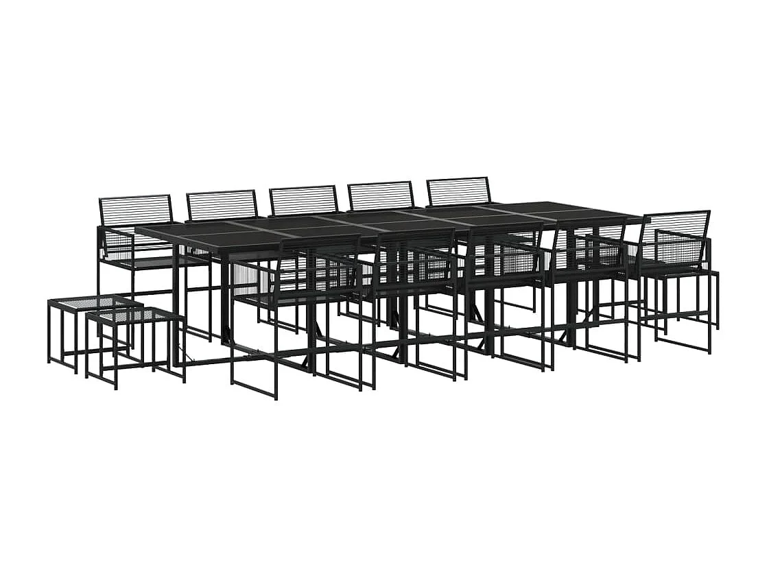 Set de comedor de jardín 15 piezas ratán sintético negro