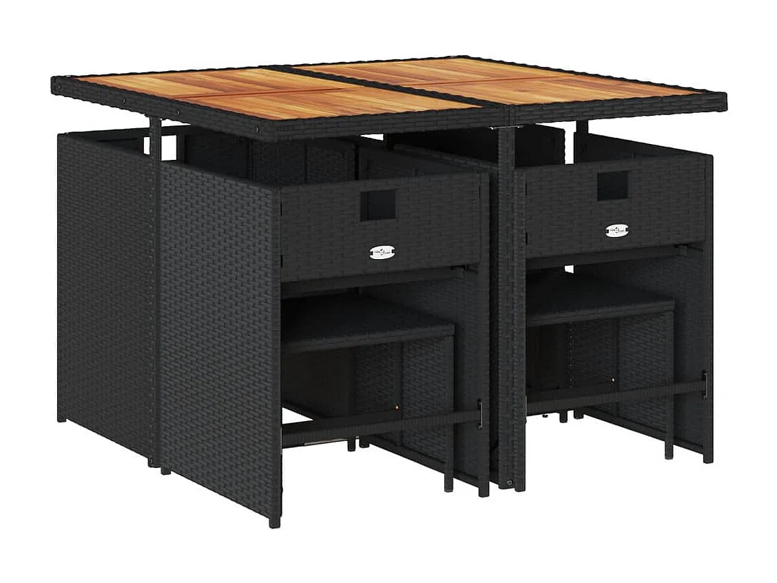 9-delige Tuinset poly rattan zwart