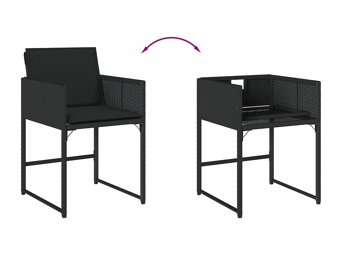 5-delige Tuinset met kussens poly rattan zwart