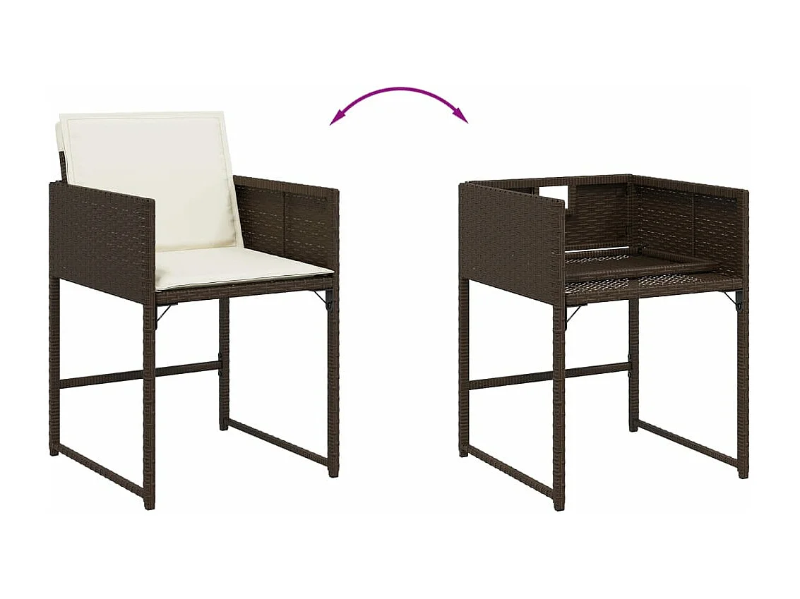 Set comedor de jardín 5 piezas y cojines ratán sintético marrón