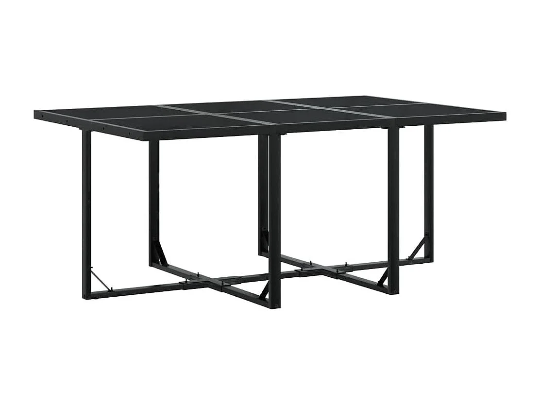 Ensemble à manger de jardin coussins 7 pièces noir résine tressée