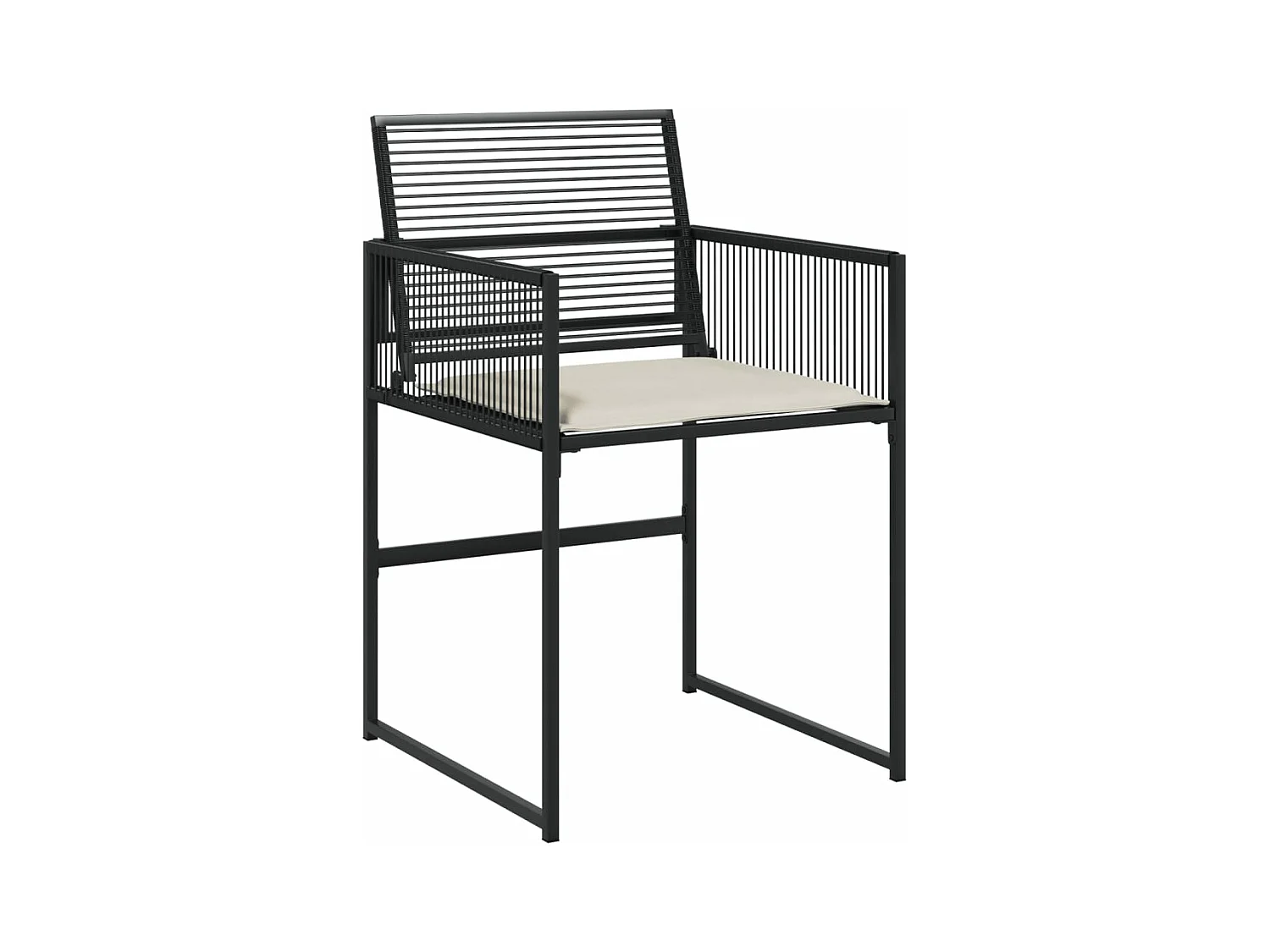 Ensemble à manger de jardin coussins 7 pièces noir résine tressée