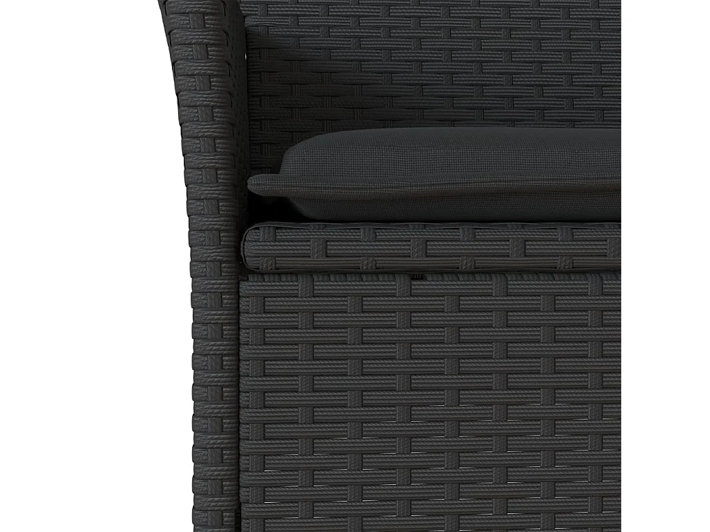 Set comedor jardín 7 piezas cojines ratán sintético vidrio negro