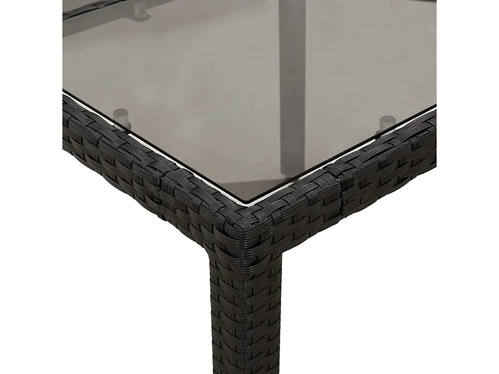 Set comedor jardín 7 piezas cojines ratán sintético vidrio negro