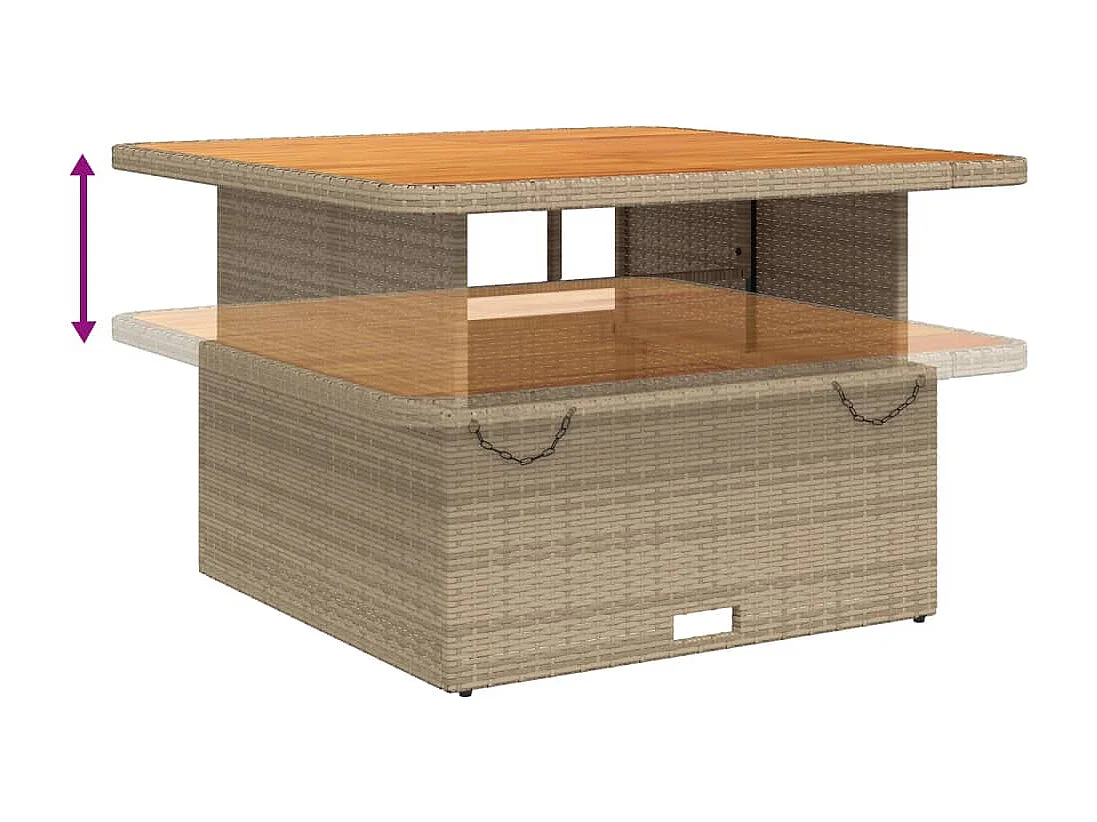 Ensemble à manger de jardin avec coussins 5 pièces Beige poly rotin