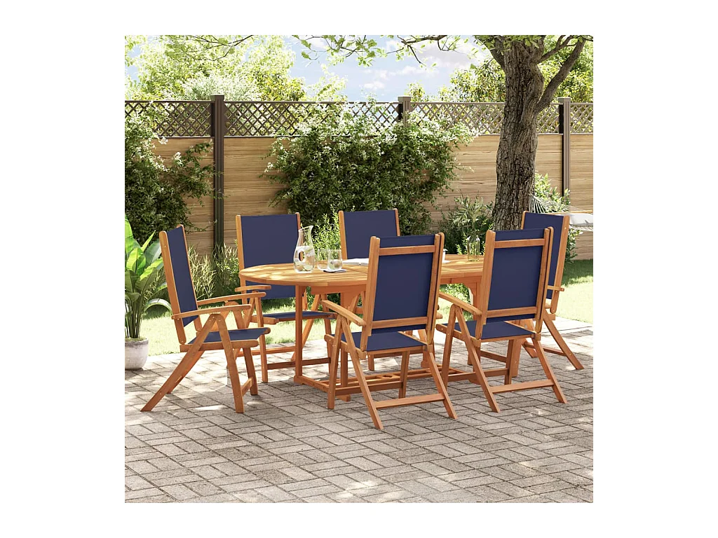Ensemble à manger de jardin 7 pièces bois d'acacia solide textilène