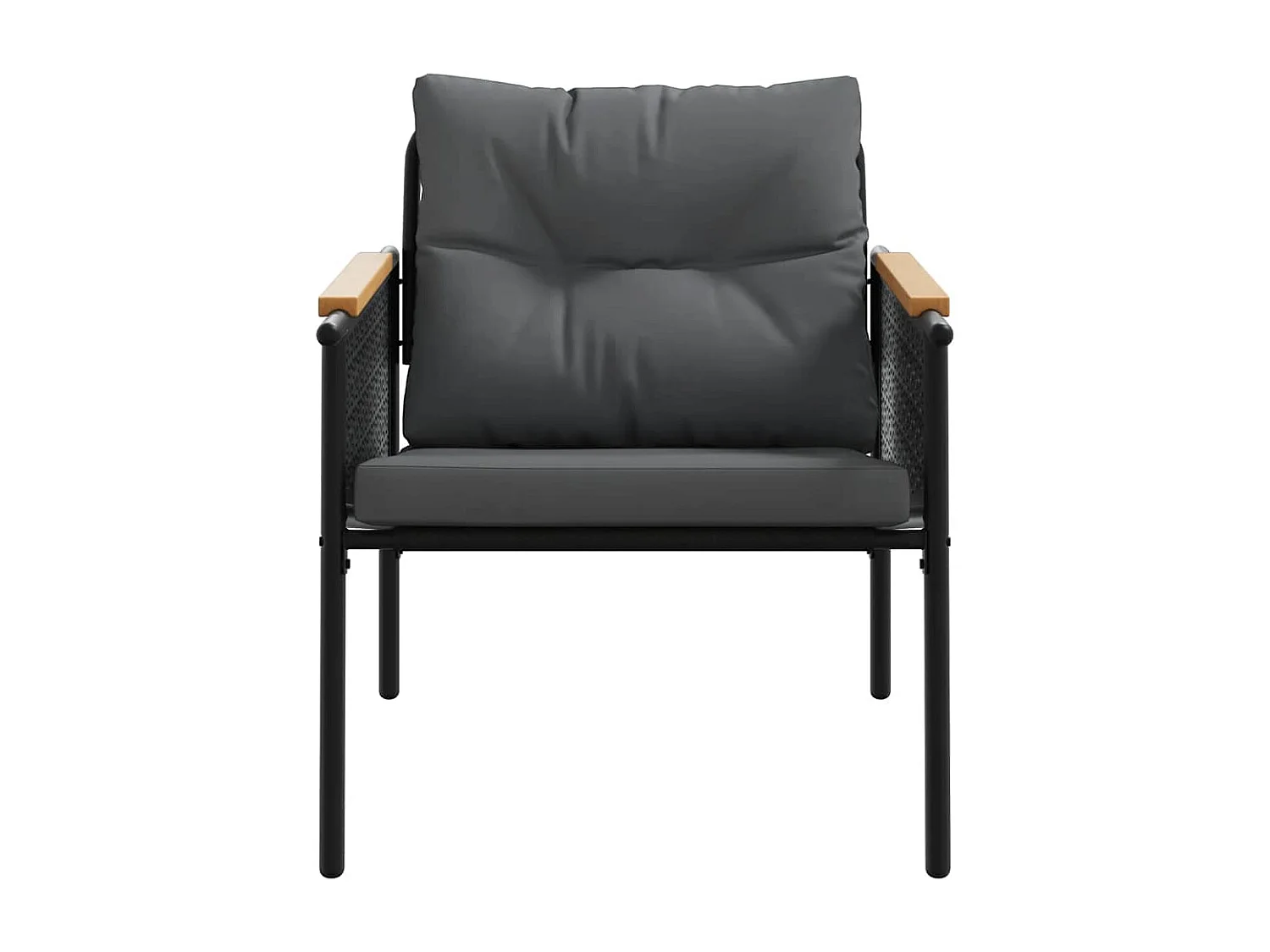 Ensemble de meubles de balcon avec coussins 5 pièces noir acier