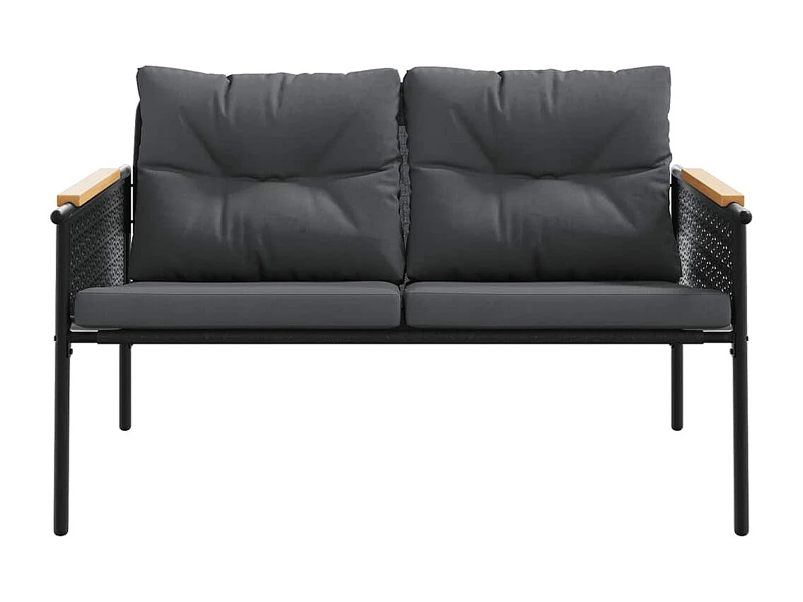 Ensemble de meubles de balcon avec coussins 5 pièces noir acier