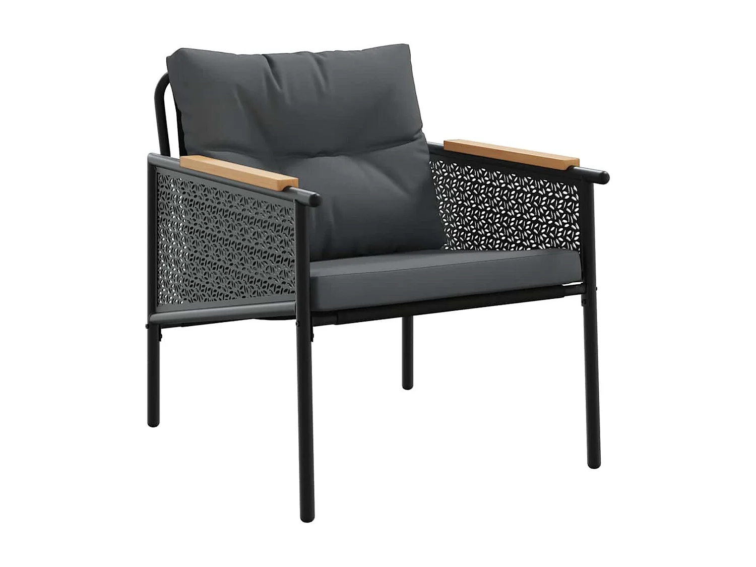 Ensemble de meubles de balcon avec coussins 5 pièces noir acier