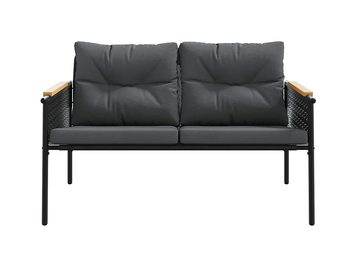 Ensemble de meubles de balcon avec coussins 5 pièces noir acier