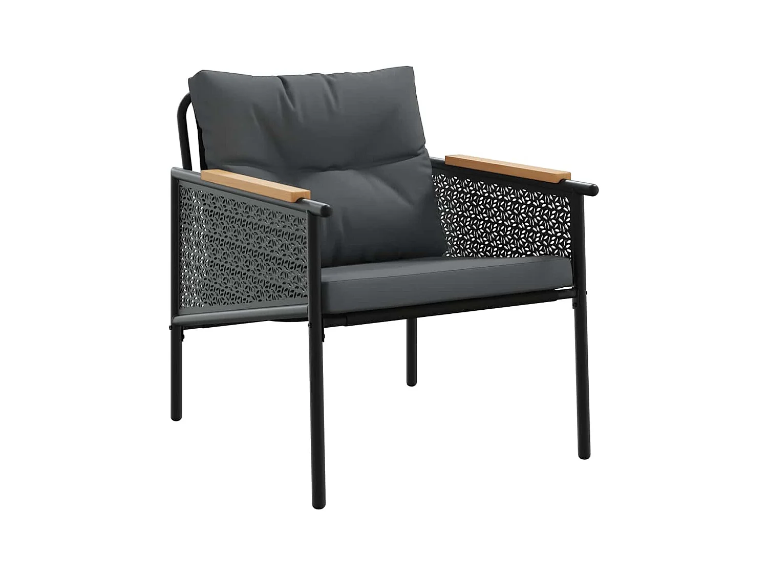 Ensemble de meubles de balcon avec coussins 5 pièces noir acier