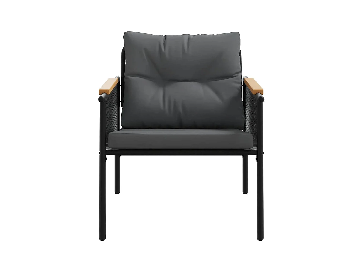 Ensemble de meubles de balcon avec coussins 5 pièces noir acier